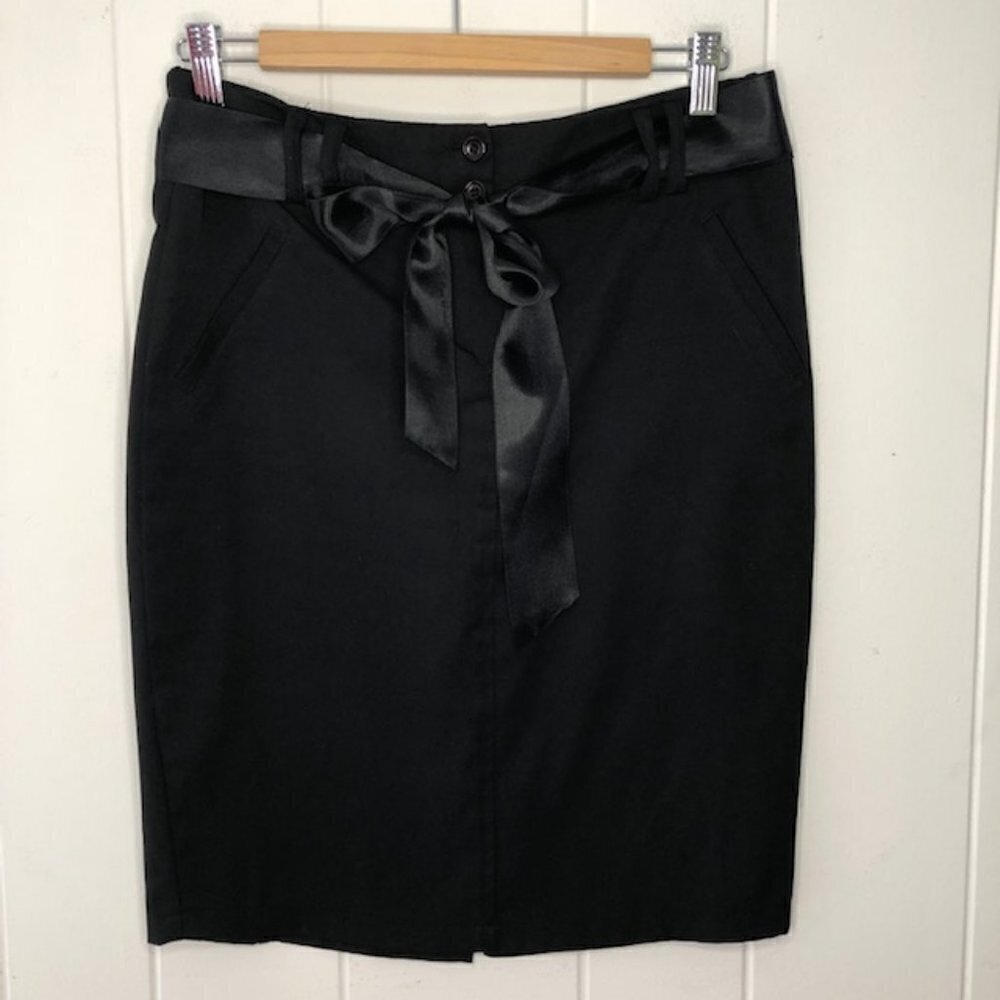 Zara Life Womens Black Skirt with Ribbon Tie Size 10